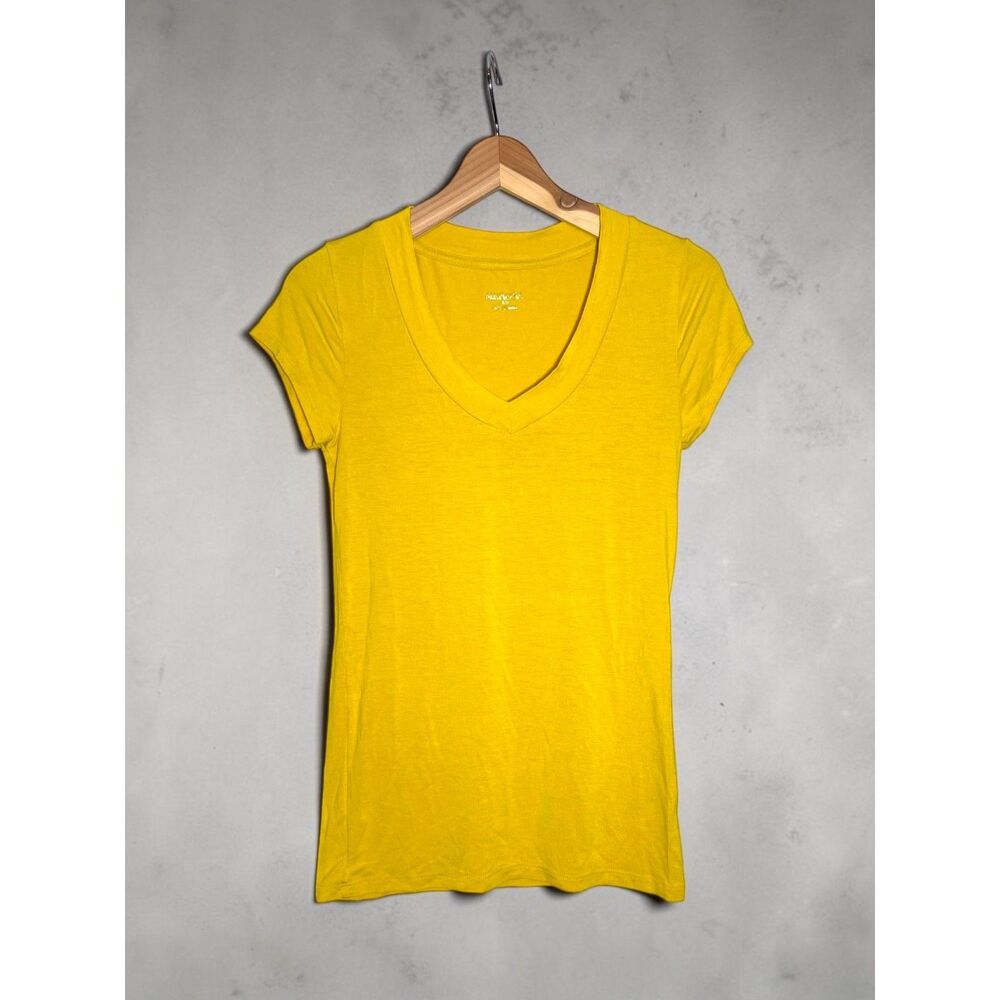 MERONA Women's V-Neck Short Sleeve Stretch Tee Mustard Yellow Sz S NWOT!